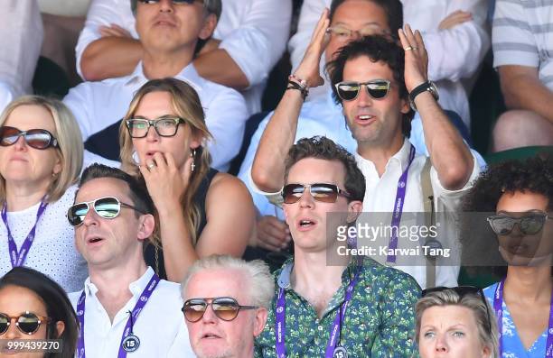 Kate Winslet and Ned Rocknroll during the men's singles final on day thirteen of the Wimbledon Tennis Championships at the All England Lawn Tennis...