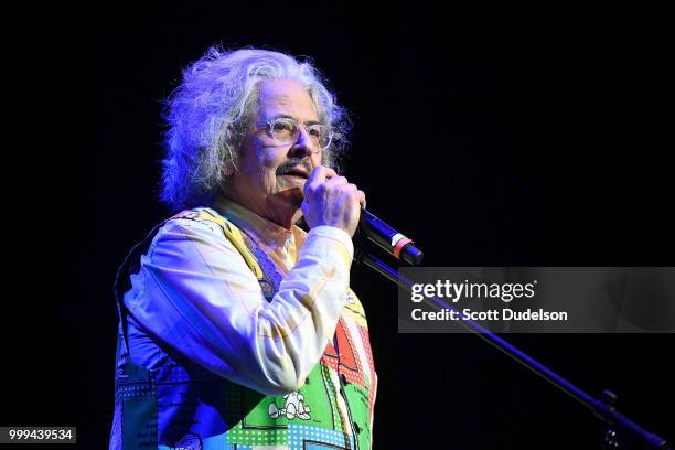 Singer Mark Volman of the classic rock band's The Turtles and Flo & Eddie performs onstage during the Happy Together tour at Saban Theatre on July...