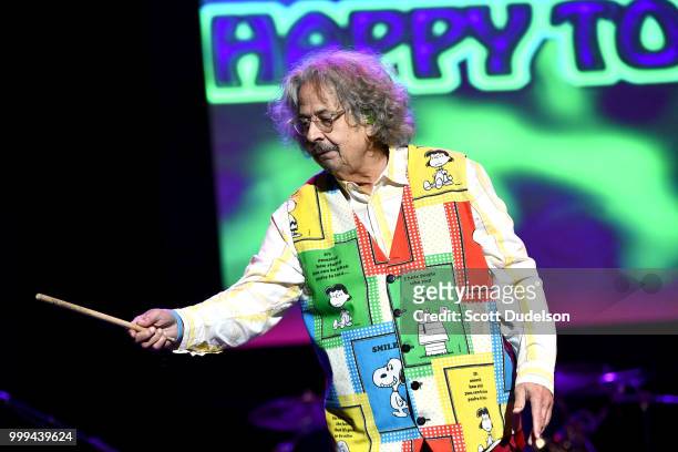 Singer Mark Volman of the classic rock band's The Turtles and Flo & Eddie performs onstage during the Happy Together tour at Saban Theatre on July...