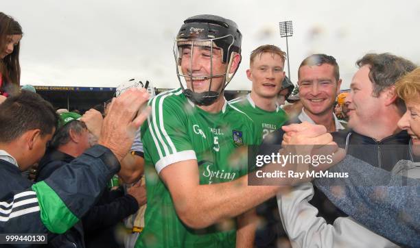 Thurles , Ireland - 15 July 2018; Diarmaid Byrnes of Limerick celebrates after the GAA Hurling All-Ireland Senior Championship Quarter-Final match...