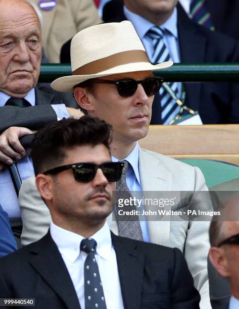 Benedict Cumberbatch in the royal box on centre court on day thirteen of the Wimbledon Championships at the All England Lawn Tennis and Croquet Club,...