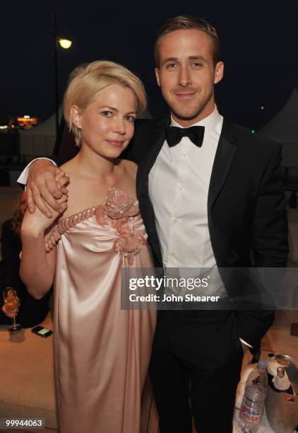 Michelle Williams and Ryan Gosling attend the Blue Valentine Dinner on the Harlee Yacht during the 63rd Annual Cannes Film Festival on May 18, 2010...