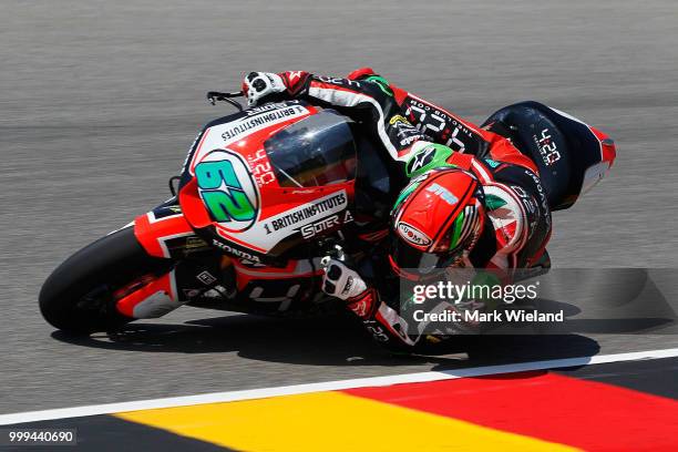 Stefano Manzii of Italy and Forward Racing Team in action during the MotoGP of Germany at Sachsenring Circuit on July 15, 2018 in...