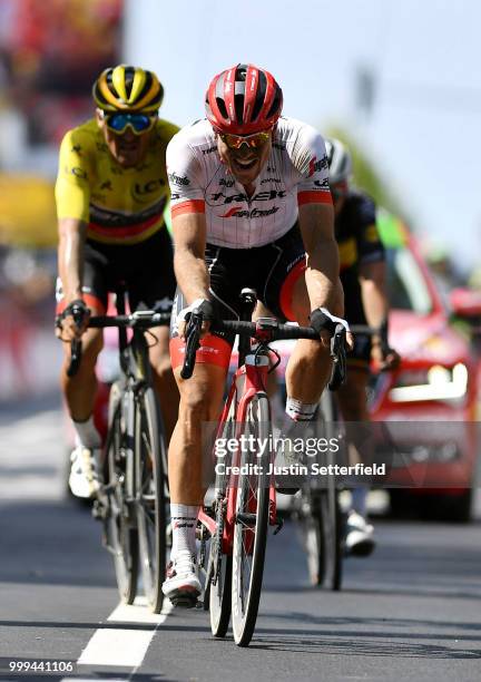 Arrival / John Degenkolb of Germany and Team Trek Segafredo / Celebration / Greg Van Avermaet of Belgium and BMC Racing Team Yellow Leader Jersey /...