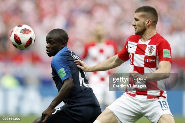 Ngolo Kante of France, Nabil Fekir of France during the 2018 FIFA World Cup Russia Final match between France and Croatia at the Luzhniki Stadium on...