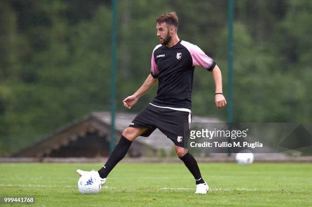 Premizlaw Zsyminski in action during a training session at the US Citta' di Palermo training camp on July 14, 2018 in Belluno, Italy.