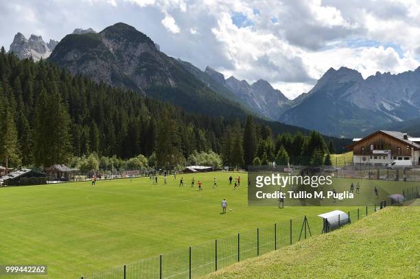 A general view during a training session at the US Citta' di Palermo training camp on July 15, 2018 in Belluno, Italy.