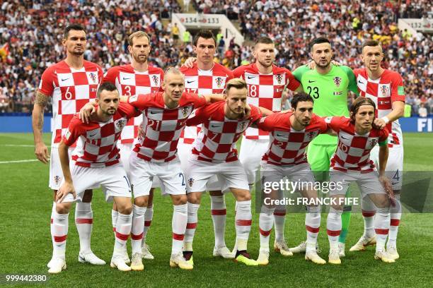 Croatia's defender Dejan Lovren, Croatia's defender Ivan Strinic, Croatia's forward Mario Mandzukic, Croatia's forward Ante Rebic, Croatia's...