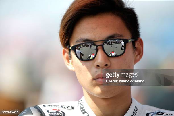 Taksuki Suzuki of Japan and SIC58 Squadra Corse Team prepares for the Moto3 race during the MotoGP of Germany at Sachsenring Circuit on July 15, 2018...