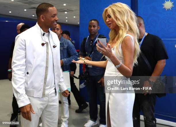 Will Smith poses for a photo ahead of his opening ceremony performance, prior to the 2018 FIFA World Cup Final between France and Croatia at Luzhniki...