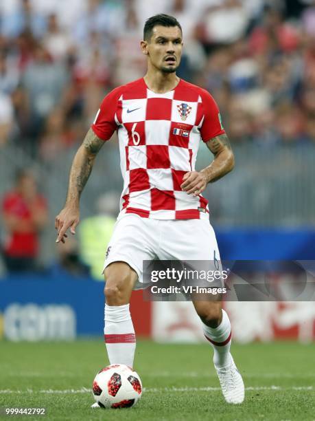 Dejan Lovren of Croatia during the 2018 FIFA World Cup Russia Final match between France and Croatia at the Luzhniki Stadium on July 15, 2018 in...