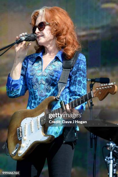 Bonnie Raitt performs on stage as Barclaycard present British Summer Time Hyde Park at Hyde Park on July 15, 2018 in London, England.