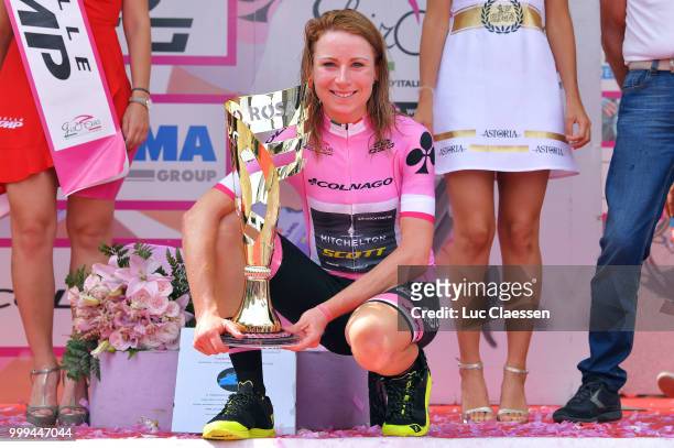 Podium / Annemiek van Vleuten of The Netherlands and Team Mitchelton-Scott Pink Leader Jersey / Celebration / Trophy / during the 29th Tour of Italy...