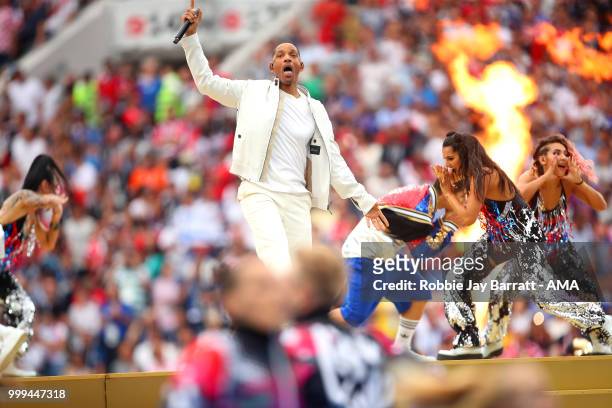 Will Smith performs at the closing ceremony prior to the 2018 FIFA World Cup Russia Final between France and Croatia at Luzhniki Stadium on July 15,...