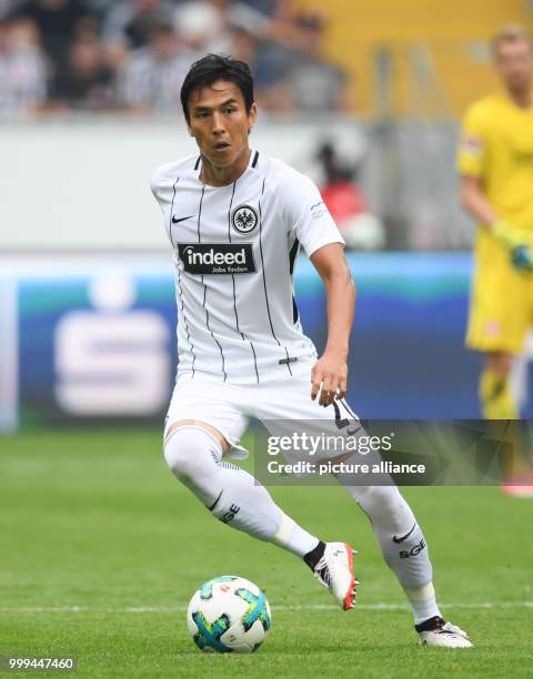 Frankfurt's Makoto Hasebe in action during the Bundesliga match pitting Eintracht Frankfurt vs VfL Wolfsburg in the Commerzbank Arena in Frankfurt am...