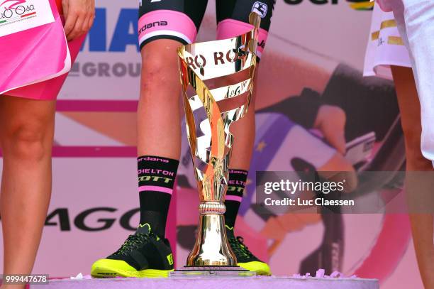 Podium / Annemiek van Vleuten of The Netherlands and Team Mitchelton-Scott Pink Leader Jersey / Celebration / Trophy / Detail View / during the 29th...