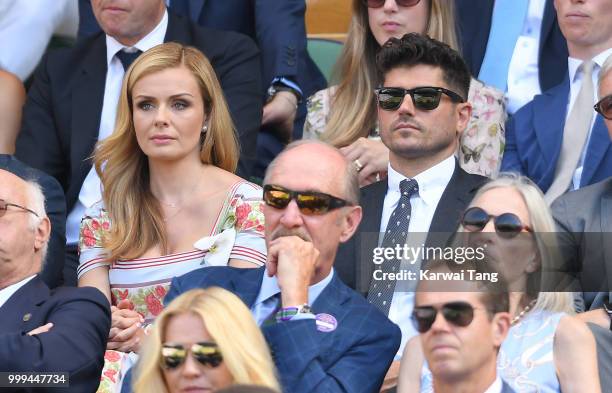 Katherine Jenkins and Andrew Levitas attend the men's singles final on day thirteen of the Wimbledon Tennis Championships at the All England Lawn...