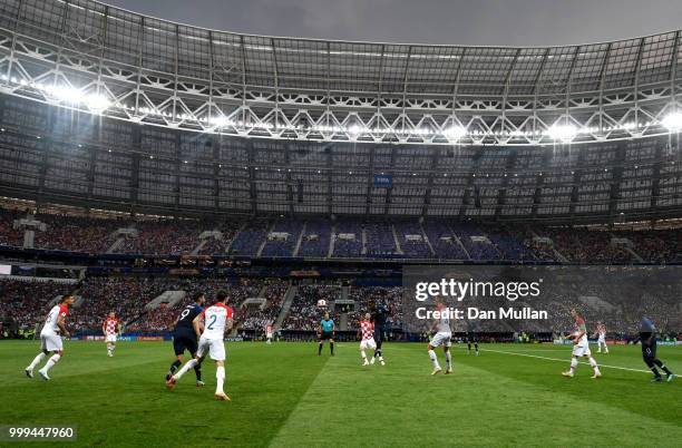 General view of action during the 2018 FIFA World Cup Final between France and Croatia at Luzhniki Stadium on July 15, 2018 in Moscow, Russia.