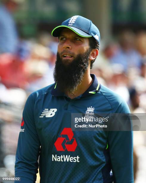 England's Moeen Ali during 2nd Royal London One Day International Series match between England and India at Lords Cricket Ground, London, England on...