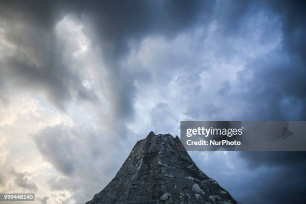 Fake vulcano in Energylandia Amusement Park in Zator, Poland on 14 July, 2018. Energylandia is the largest amusement park in the country located in...