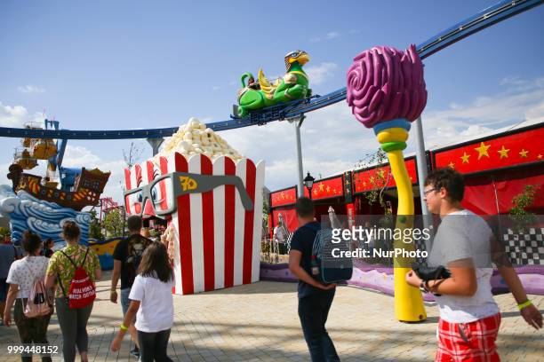 Energylandia Amusement Park in Zator, Poland on 14 July, 2018. Energylandia is the largest amusement park in the country located in Lesser Poland,...