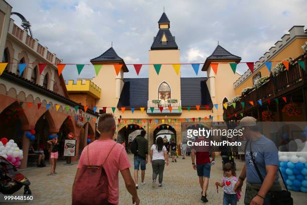 Energylandia Amusement Park in Zator, Poland on 14 July, 2018. Energylandia is the largest amusement park in the country located in Lesser Poland,...