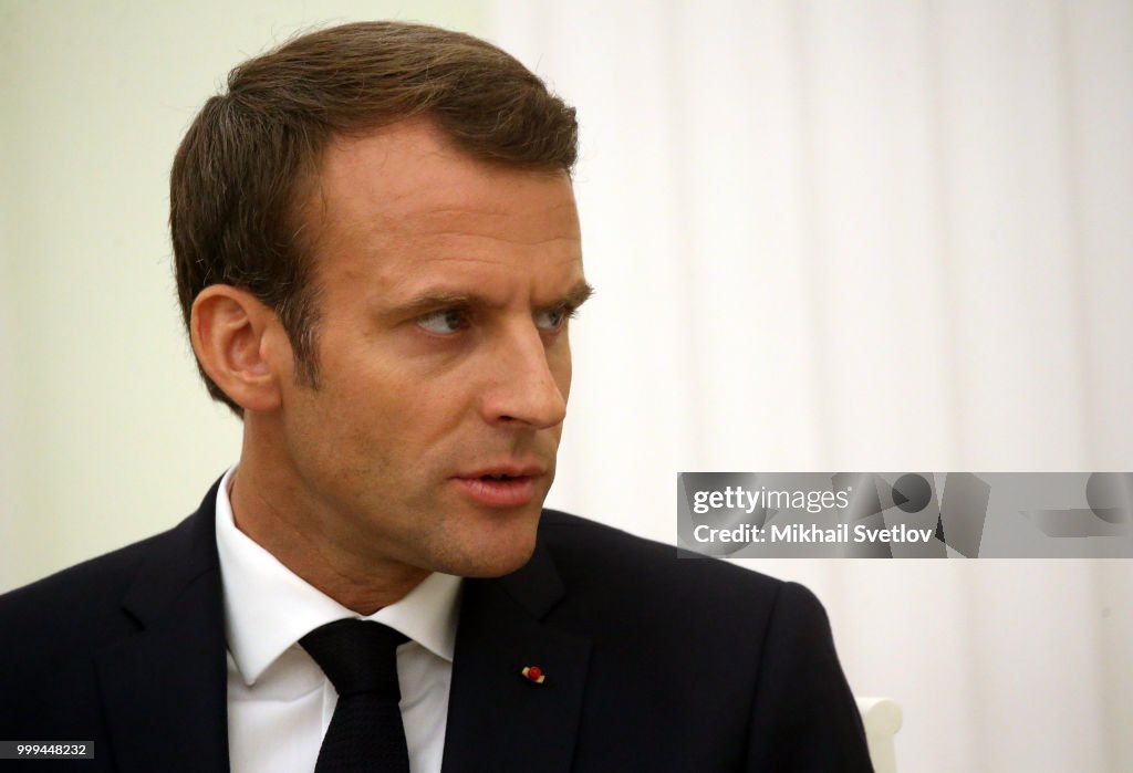 Russian President Vladimir Putin receives French President Emmanuel Macron at the Kremlin