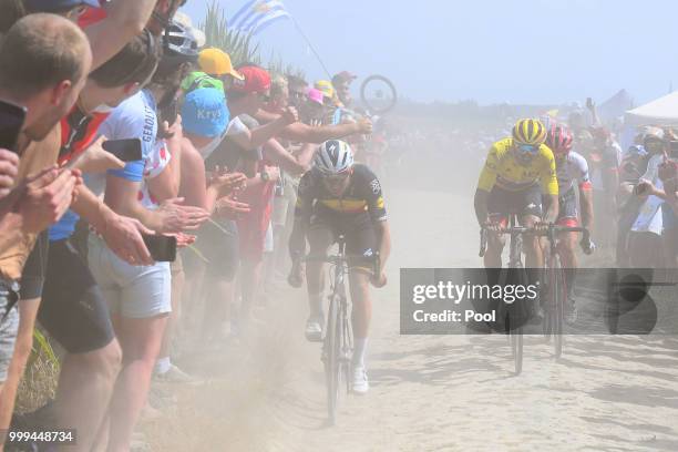 Yves Lampaert of Belgium and Team Quick-Step Floors / Peter Sagan of Slovakia and Team Bora Hansgrohe Green Sprint Jersey / John Degenkolb of Germany...