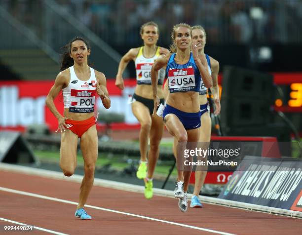Sofia Ennaoui of Poland , Rachel Schneider of USA compete in the 1500m Women during Athletics World Cup London 2018 at London Stadium, London, on 14...