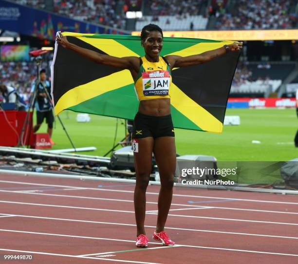 Janieve Russell of Jamaica winner of the 400m Hurdles Women during Athletics World Cup London 2018 at London Stadium, London, on 14 July 2018