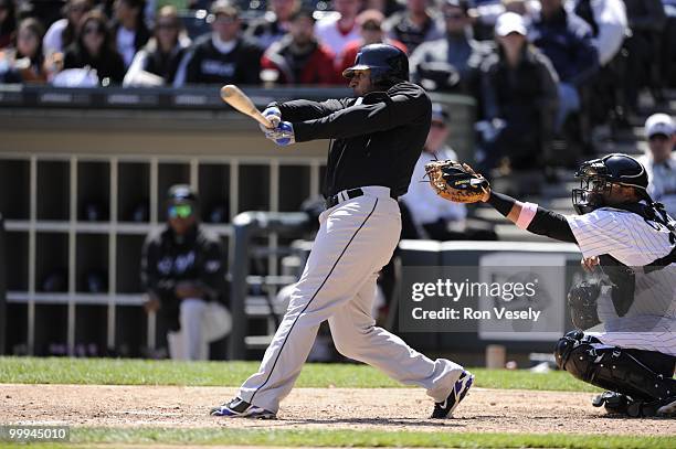 Vernon Wells of the Toronto Blue Jays bats against the Chicago White Sox on May 9, 2010 at U.S. Cellular Field in Chicago, Illinois. The Blue Jays...