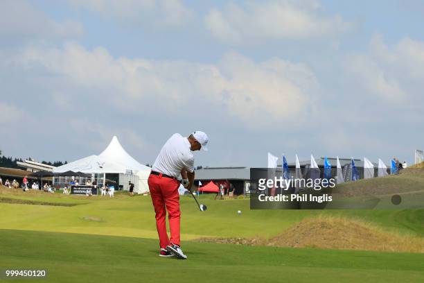 Paul Eales of England in action during Day Three of the WINSTONgolf Senior Open at WINSTONlinks on July 15, 2018 in Schwerin, Germany.