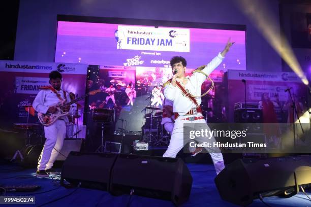 Bollywood singer, composer and actor Palash Sen with his band Euphoria performing during the Hindustan Times Friday Jam season 5 at Cyber Hub, on...