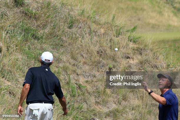 Cesar Monasterio of Argentina in action during Day Three of the WINSTONgolf Senior Open at WINSTONlinks on July 15, 2018 in Schwerin, Germany.