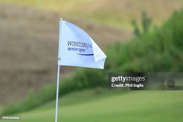 Pinflag during Day Three of the WINSTONgolf Senior Open at WINSTONlinks on July 15, 2018 in Schwerin, Germany.