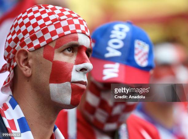Fans are seen ahead of the 2018 FIFA World Cup Russia final match between France and Croatia at the Luzhniki Stadium in Moscow, Russia on July 15,...