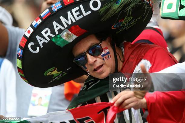 Fan is seen ahead of the 2018 FIFA World Cup Russia final match between France and Croatia at the Luzhniki Stadium in Moscow, Russia on July 15, 2018.