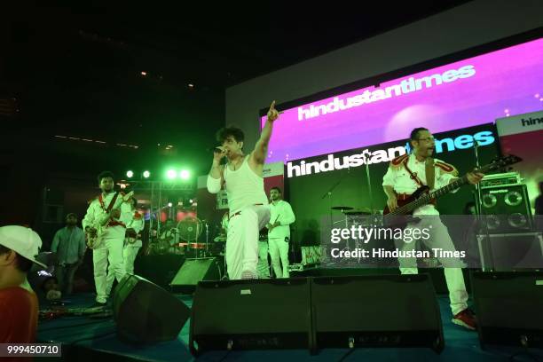 Bollywood singer, composer and actor Palash Sen with his band Euphoria performing during the Hindustan Times Friday Jam season 5 at Cyber Hub, on...