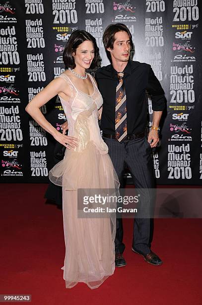 Asia Argento and Michele Civetta attend the World Music Awards 2010 at the Sporting Club on May 18, 2010 in Monte Carlo, Monaco.