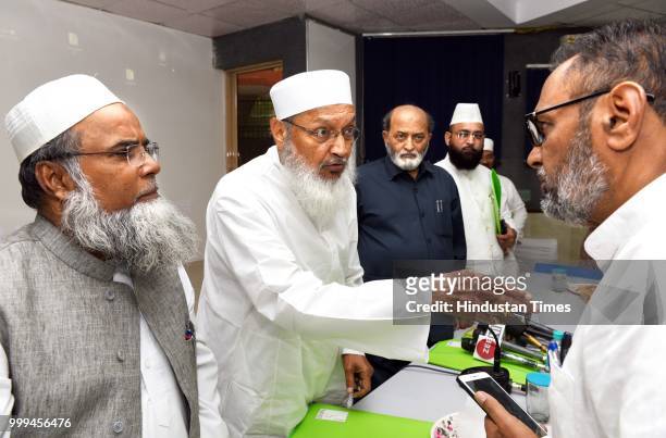 Khalid Saifullah Rahmani, Syed Md. Wali Rahmani, Zafaryab Jilani and Dr Qasim Rasool Ilyas and Members of All India Muslim Personal Law board during...