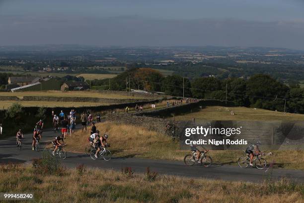 Athletes compete in the bike section of Ironman UK on July 15, 2018 in Bolton, England.