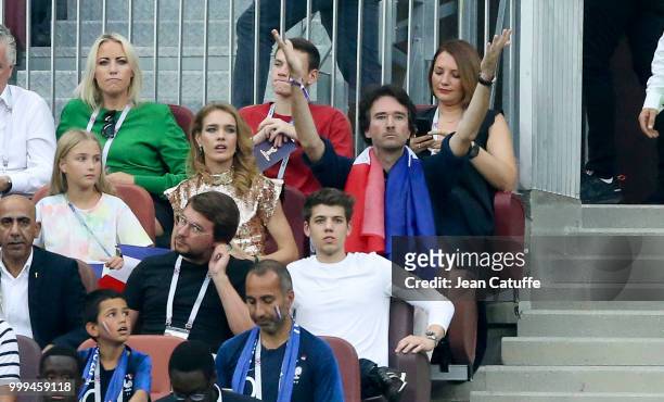 Natalia Vodianova and husband Antoine Arnault during the 2018 FIFA World Cup Russia Final match between France and Croatia at Luzhniki Stadium on...
