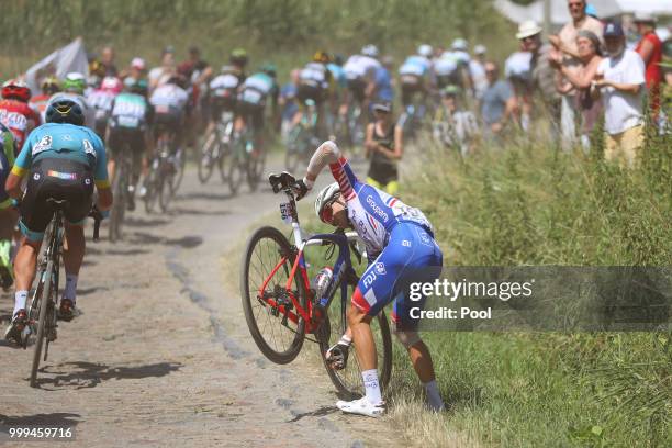 Rudy Molard of France and Team Groupama FDJ / Mechanical problem / Pave / Dust / Cobbles / during the 105th Tour de France 2018, Stage 9 a 156,5...