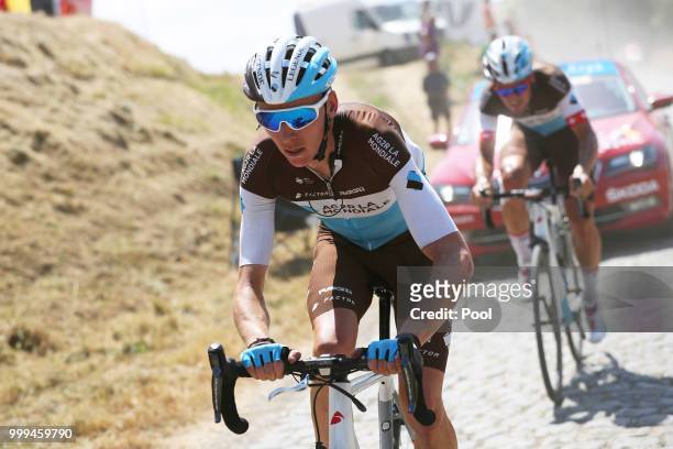 Romain Bardet of France and Team AG2R La Mondiale / Pave / Dust / Cobbles / during the 105th Tour de France 2018, Stage 9 a 156,5 stage from Arras...