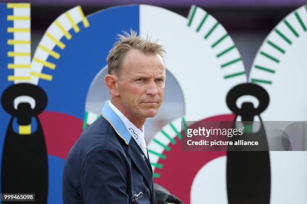 The Swedish show jumper Peder Fredricson can be seen before the single show jumping competition of the FEI European Championships 2017 in Gothenburg,...