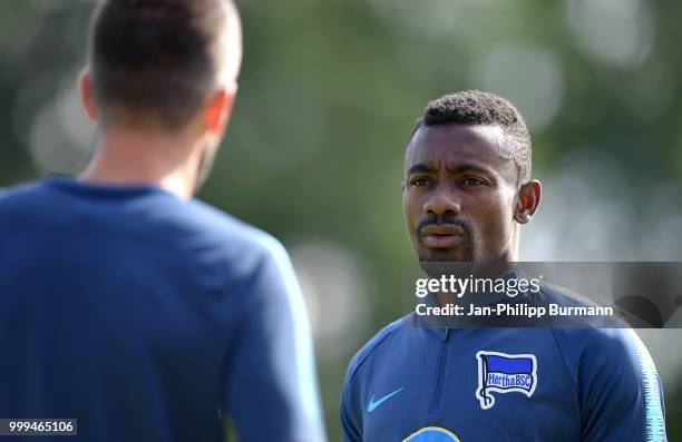 Salomon Kalou of Hertha BSC during the training camp at Volkspark-Stadion on July 15, 2018 in Neuruppin, Germany.