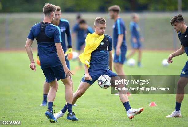 Maximilian Mittelstaedt of Hertha BSC during the training camp at Volkspark-Stadion on July 15, 2018 in Neuruppin, Germany.