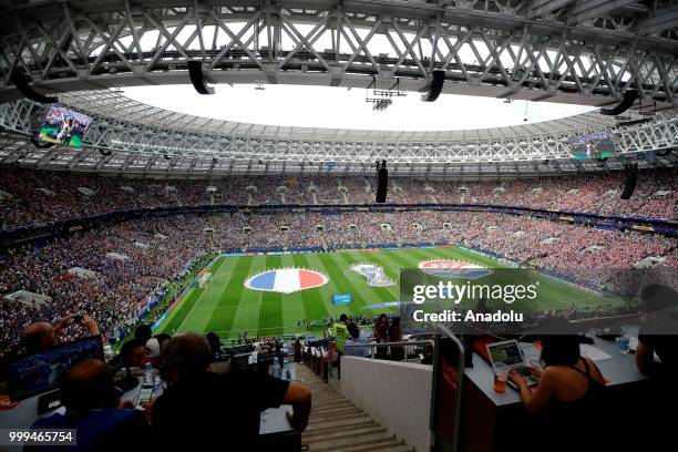 General view of Luzhniki Stadium ahead of the 2018 FIFA World Cup Russia final match between France and Croatia in Moscow, Russia on July 15, 2018.