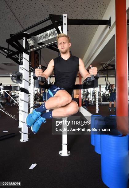 Arne Maier of Hertha BSC during the training camp at Volkspark-Stadion on July 15, 2018 in Neuruppin, Germany.