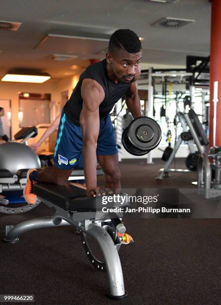 Salomon Kalou of Hertha BSC during the training camp at Volkspark-Stadion on July 15, 2018 in Neuruppin, Germany.